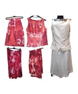 Woman Skirt Trousers Large Loose Shirt Linen Summer Tie Die Red Set Beig... - £47.06 GBP+