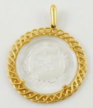 TRIFARI Pisces Zodiac Carved Glass Gold-Tone Round PENDANT - 2 1/2 inches - £23.60 GBP