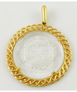 TRIFARI Pisces Zodiac Carved Glass Gold-Tone Round PENDANT - 2 1/2 inches - £23.98 GBP