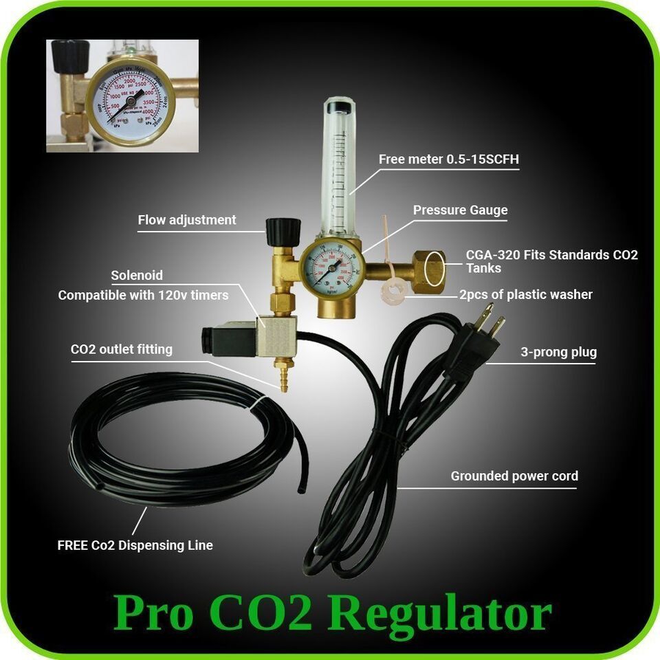 Hydroponics (Co2) Regulator Emitter System with Solenoid Valve and Flow ... - $38.32
