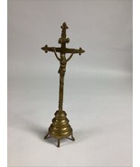 Antique Brass Inri Crucifix Standing Cross Figurine - 13”H - $34.65
