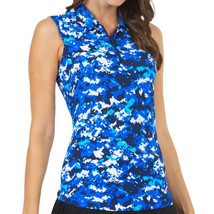 Nwt Ladies Ibkul Camo Blue Navy Sleeveless Polo Golf Shirt Xs S M L Xl Xxl - £63.94 GBP