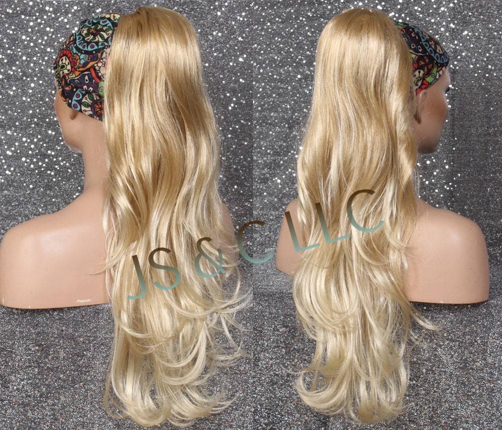 Natural Blonde mix PONYTAIL Hair piece Drawstring ex long Loose relaxed ... - $49.95