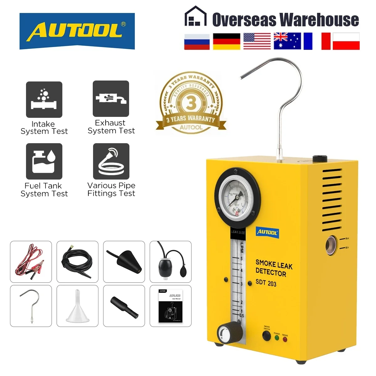 AUTOOL  SDT203 Car Smoke Leak Pipe EVAP Vacuum Leakage Diagnostic Tool E... - £329.40 GBP