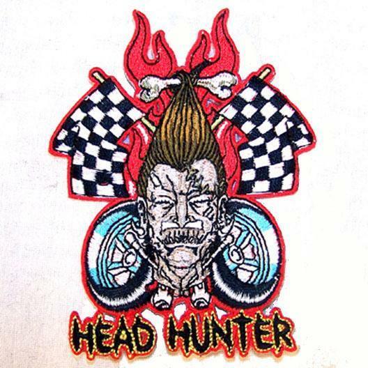 HEAD HUNTER RACING EMBRODIERED PATCH jacket biker P487 bikers novelty pa... - $2.84