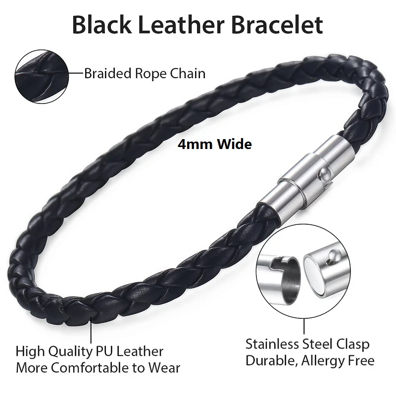 Mens Womens Leather Bracelet Brown Black Braided Bracelets for Men Stainless Ste - £16.56 GBP