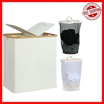 Chic Beige 2-Section Laundry Hamper with Bamboo Handles - 140 Liter Capa... - $1,178.47 MXN
