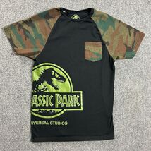 Jurassic Park Shirt Adults Small Black Crew Neck Universal Studios Camo ... - $20.85 CAD
