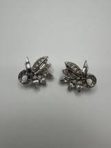 Vintage Silver Rhinestone Clip Earrings 2.5cm - £15.86 GBP