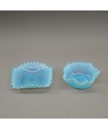 Fostoria Heirloom Blue Pair Of 2 Vintage Opalescent Art Glass Bowl / Dis... - $65.59