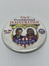 Bill &amp; Hillary Clinton 53rd Presidential Inauguration Button Pin KG January 1997 - £8.70 GBP