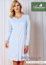 Camicia da notte aperta manica lunga in cotone lingerie da donna Andra 7339 - £25.58 GBP
