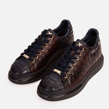The Adler Navy Blue & Burgundy Snake Leather Men Sneaker Limited Edition image 4