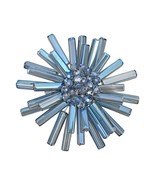 Sparkling Starburst of Blue Crystals &amp; Glass Brooch Pin - £23.67 GBP