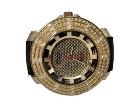 Men&#39;s  Geneva Platinum Watch Iced CZ Crystals Luxury Black Band Large Bi... - $18.78
