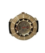 Men&#39;s  Geneva Platinum Watch Iced CZ Crystals Luxury Black Band Large Bi... - £14.88 GBP