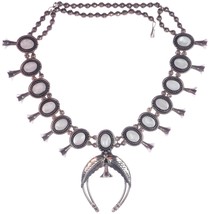 Roy Vandever Navajo sterling mother of pearl squash blossom necklace - $895.95