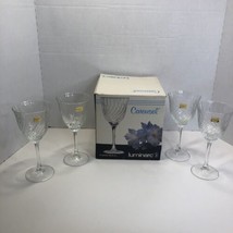 Luminarc Carousel 4 Wine Glasses 8.5 oz. Clear Swirl France - £19.45 GBP