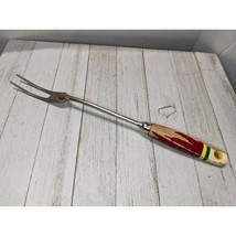 Vintage Ekco A&amp;J Meat Turning Fork 12 3/4&quot; Wood Handle Stainless Steel - £7.87 GBP