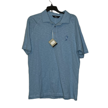 Novadell Polo Shirt Size Medium Ice Blue Mens SS 100% Cotton Golf Logo  - $19.79