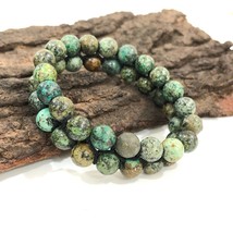 African Turquoise Gemstone 8 mm beads 7.5&quot; Inches Stretch Bracelet 2SB-40 - £9.45 GBP