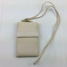 Vintage Crossover Shoulder Purse Wallet Passport Beige Leather Bag - £31.44 GBP