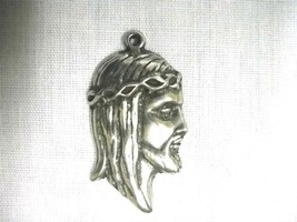 JESUS CHRIST WEARING CROWN OF THORNS PROFILE HEAD PEWTER PENDANT ADJ NEC... - €12,09 EUR