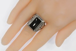 Vintage Onyx Eagle Sterling Silver Ring SZ 11 - £124.64 GBP