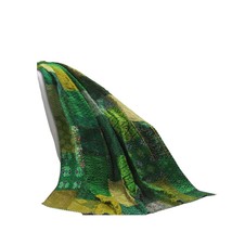 70" X 50" Green Kantha Silk Patchwork Throw Blanket with Embroidery - $1,829.98 MXN