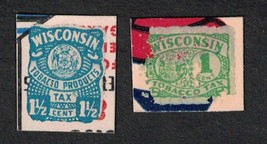 Lot of 2 WISCONSIN Tobacco Products Tax Stamps (On Paper) B1T - £1.17 GBP