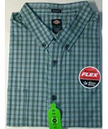 DICKIES RELAXED FIT FLEX SHORT SLEEVE BUTTON FRONT GREEN PLAID SHIRT NEW - £15.84 GBP