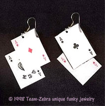 Funky Aces Playing Card Earrings Punk Poker Hand Game Casino Fun Costume Jewelry - £7.02 GBP