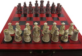 Chess set Ancient chinese  32 resin pieces with nice box and board small... - $69.99