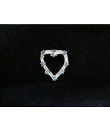 Vintage Silver-Toned Heart with Blue Rhinestones Pin/Brooch, Beautiful A... - $10.99