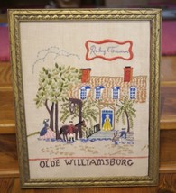 Vintage 70s Handmade Raleigh Tavern Olde Willamsburg Finished Crewel Nee... - $123.75