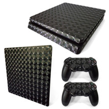 For PS4 Slim Console Skin &amp; 2 Controllers Black 3D Effect Vinyl Decal  - £10.36 GBP