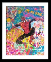 E M Zax &quot;Spiderman&quot; 1/1 Mixed Media With Acrlic On Paper Hand Signed Framed Coa - £1,775.95 GBP