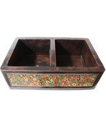 Mexican Copper Apron Hand Handcrafted Sink 2 Bowls - Flores - - $37,768.56 MXN