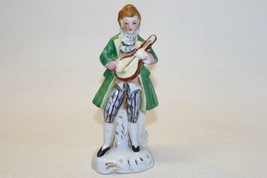 Vintage Occupied Japan Hand Painted Victorian Man Playing Lute Ceramic Figurine - £7.87 GBP