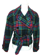 Georgiou Studio Wool Tartan Plaid Blazer Jacket Notch Belted Vintage Wom... - £53.92 GBP