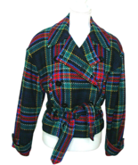 Georgiou Studio Wool Tartan Plaid Blazer Jacket Notch Belted Vintage Wom... - £53.11 GBP