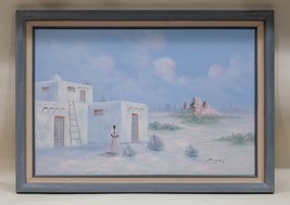 Sans Titre Southwest Adobe Peinture À L&#39;Huile sur Toile de Jose Aricopa Encadré - £627.16 GBP