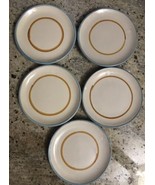 Lot of 5 VIETRI Bisogno Beige Blue Yellow Small Plates 4.5&quot; Made in Italy - $44.36 CAD