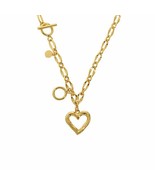 18&quot; Adjustable Hollow Heart Pendant Chain Charm Necklace 18K Yellow Gold... - £155.98 GBP