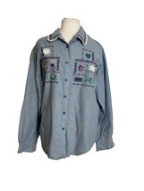 Vintage Napa Valley Womens Size Large Shirt Embroidered Sewing Theme Lac... - £9.47 GBP