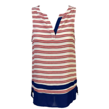 THML Womens Blouse Multicolor Red Striped Sleeveless V Neck Nautical Petites XS - £24.84 GBP