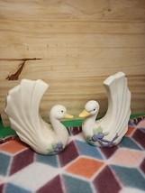Vintage Porcelain Swans, 3 x 4 inches Salt and Pepper Shakers - $8.38