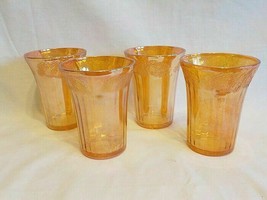 Set of 4 Federal Carnival Glass FRUIT FRUITS Tumblers LUSTER Marigold 8oz 4 1/8&quot; - £14.23 GBP