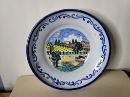 Talavera Large Hand Painted Bowl Farmhouse Scene 9 Inches Signed Made in Mexico - £32.20 GBP