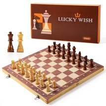 15&quot; X 15&quot; Magnetic Wooden Folding Chess Set With 2 Extra Queens, Handmade Game B - £44.02 GBP
